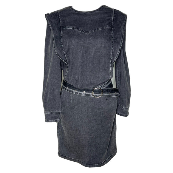 By Egreis NWT Black Denim Belted Dress Size S - Picture 1 of 6